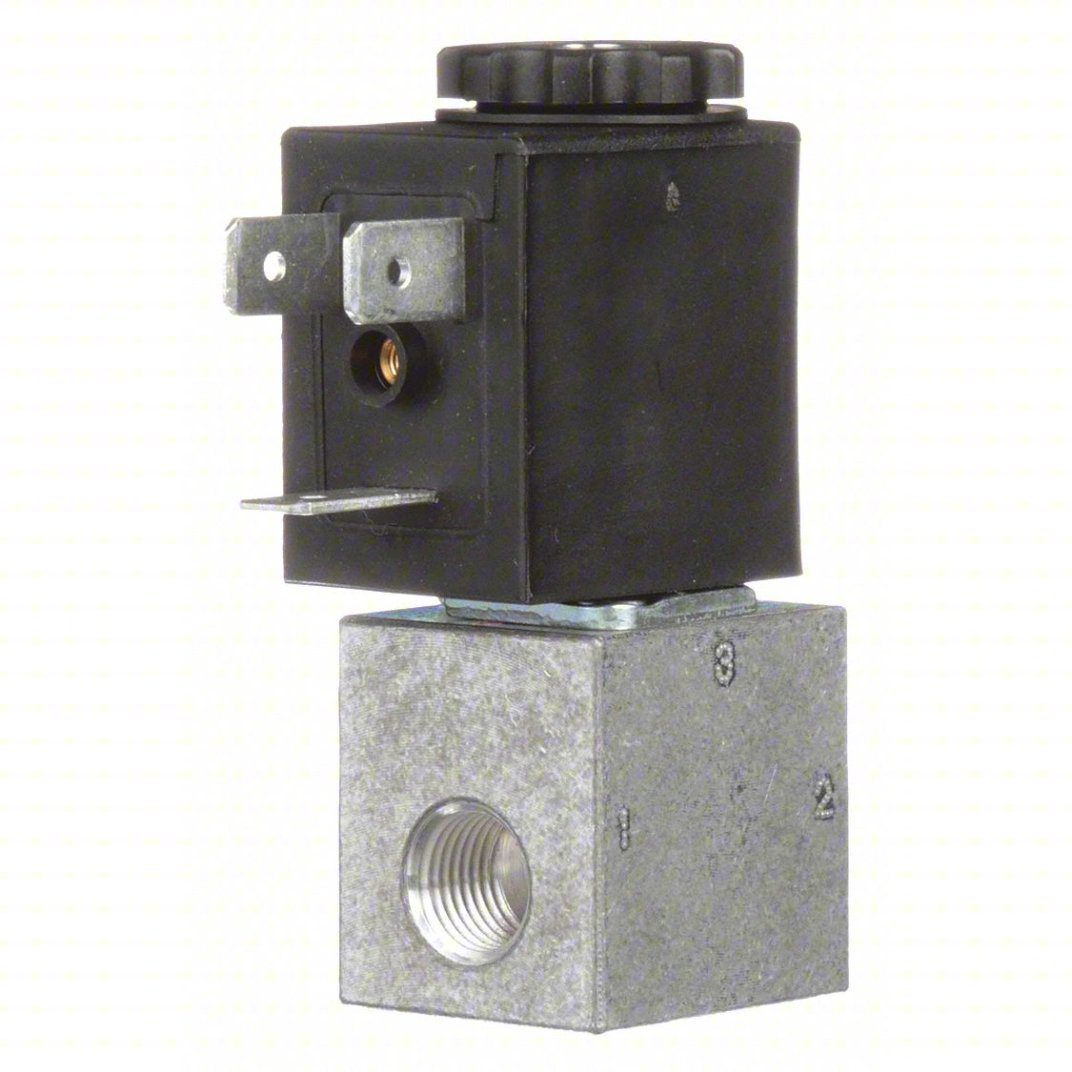 A picture of the side view of a solenoid valve.