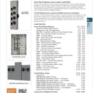 Brochure page showing Power Mod meter stacks