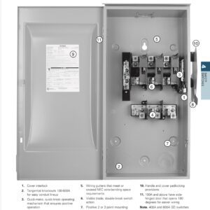 Open gray industrial safety switch panel interior